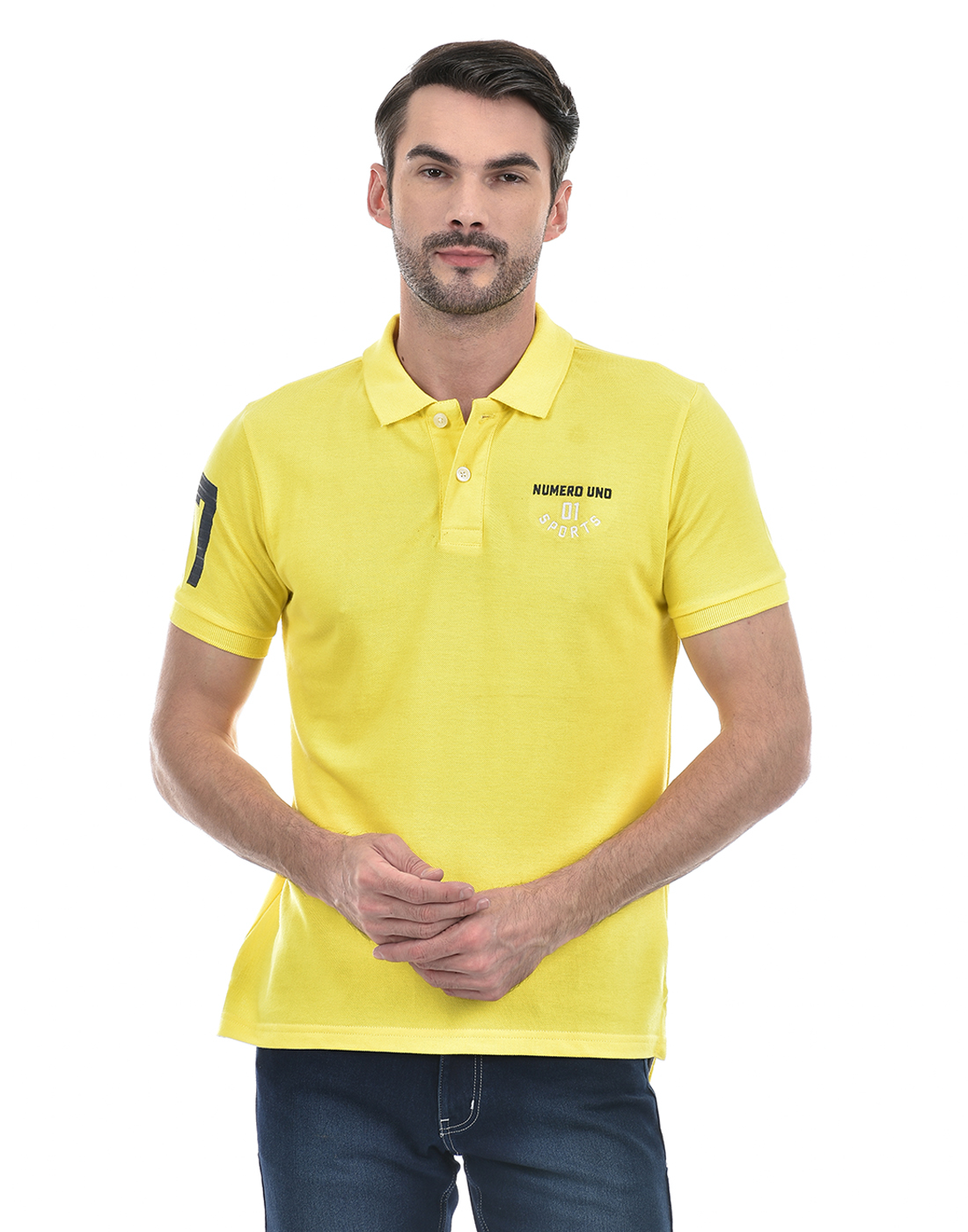 Numero Uno Men Typography Yellow T-Shirt